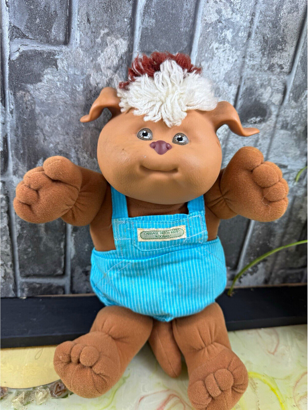 Cabbage Patch Kids Koosas Stuffed Animal Brown/Blue Vintage 1983 Surface Wash